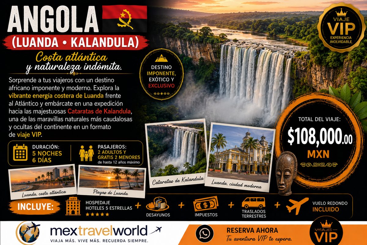 Angola — Luanda · Atlantic coast · Kalandula Falls · Beaches | MexTravelWorld