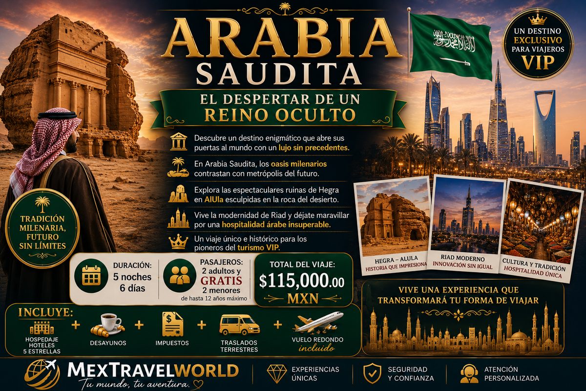 Arabia Saudita — El despertar de un reino oculto · Hegra y Riad | MexTravelWorld