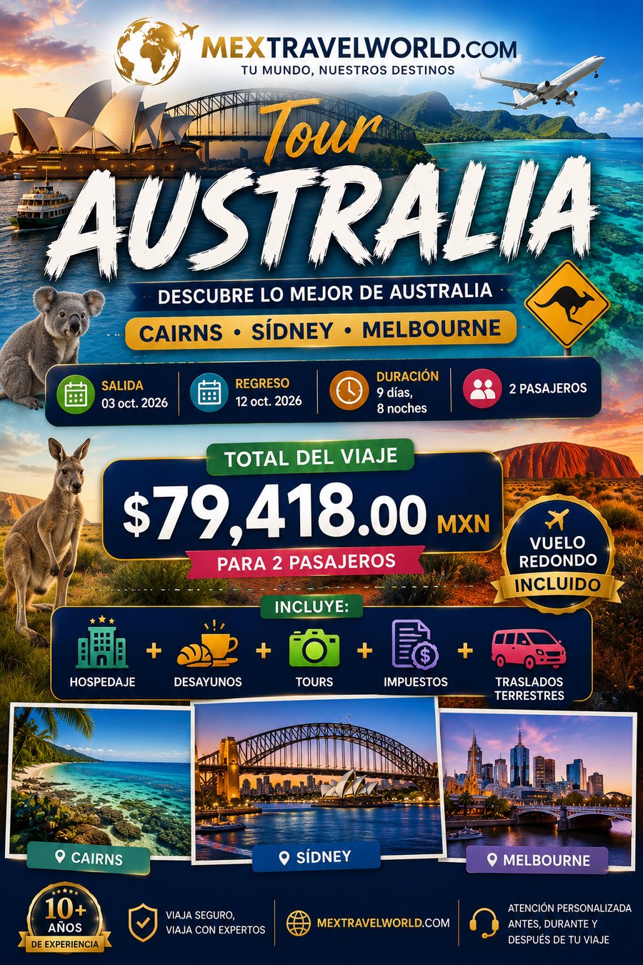 Australia — Cairns · Sídney · Melbourne | MexTravelWorld