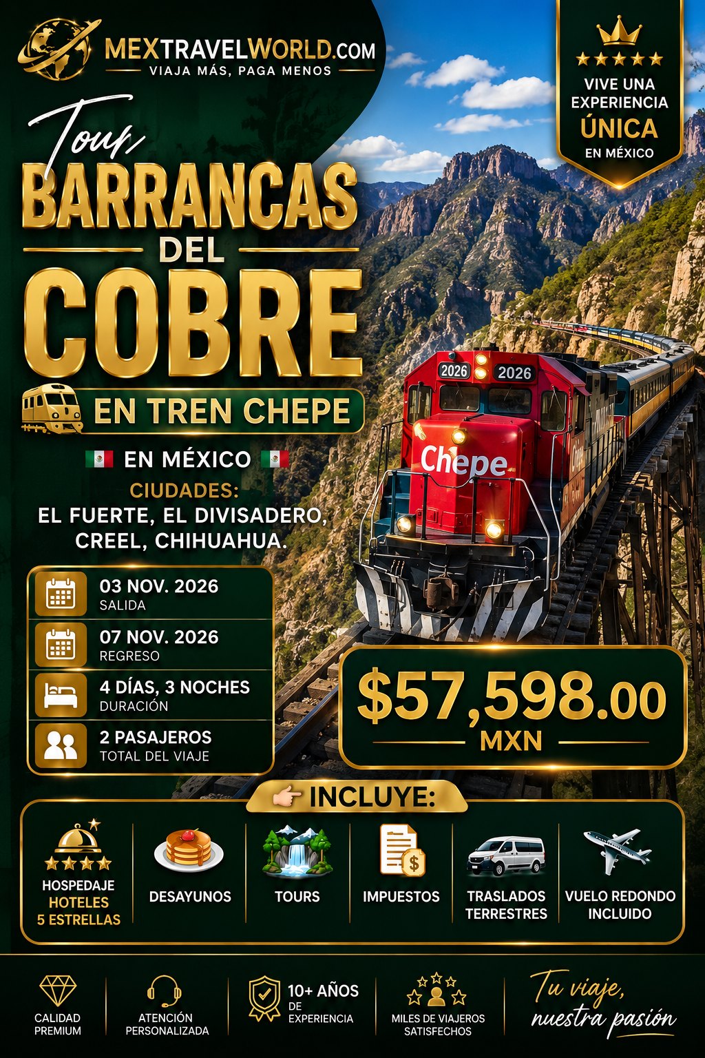 Copper Canyon on the Chepe Train — El Fuerte · El Divisadero · Creel · Chihuahua | MexTravelWorld