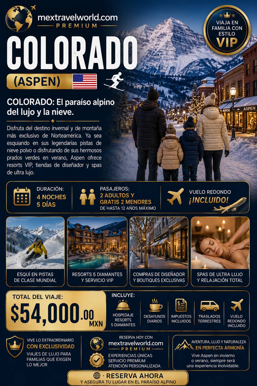 Colorado — Aspen · World-class skiing · 5-diamond resorts · Ultra-luxury spas | MexTravelWorld