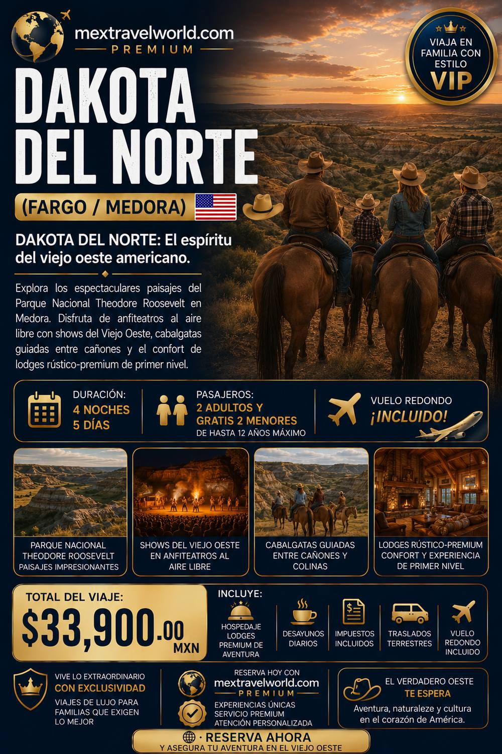 Dakota del Norte — Фарго · Медора · Парк Теодора Рузвельта · Шоу Дикого Запада | MexTravelWorld