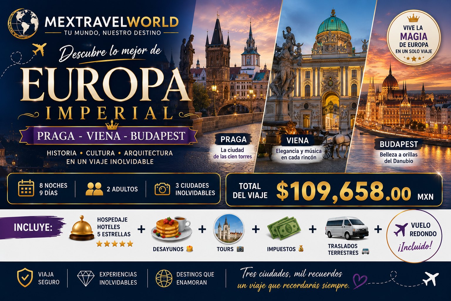 Imperial Europe — Prague, Vienna & Budapest — Prague · Vienna · Budapest | MexTravelWorld