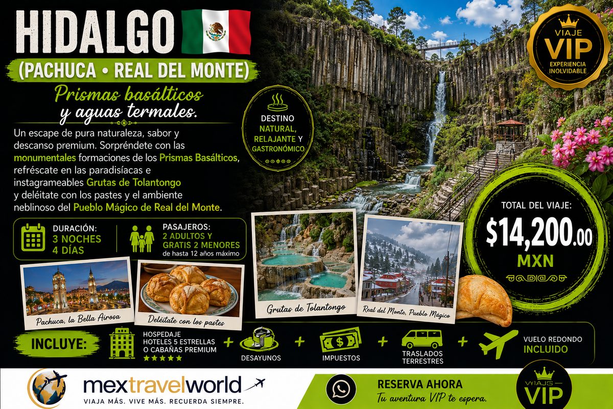 Hidalgo — Pachuca · Basaltic Prisms · Tolantongo Caves · Real del Monte | MexTravelWorld