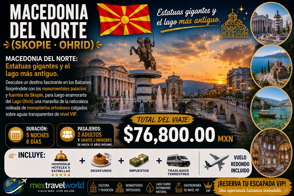 Macedonia del Norte — Estatuas gigantes de Skopie · Lago Ohrid · Monasterios ortodoxos | MexTravelWorld