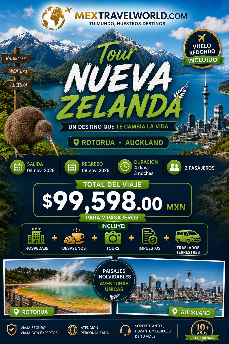 Новая Зеландия — Роторуа · Окленд | MexTravelWorld