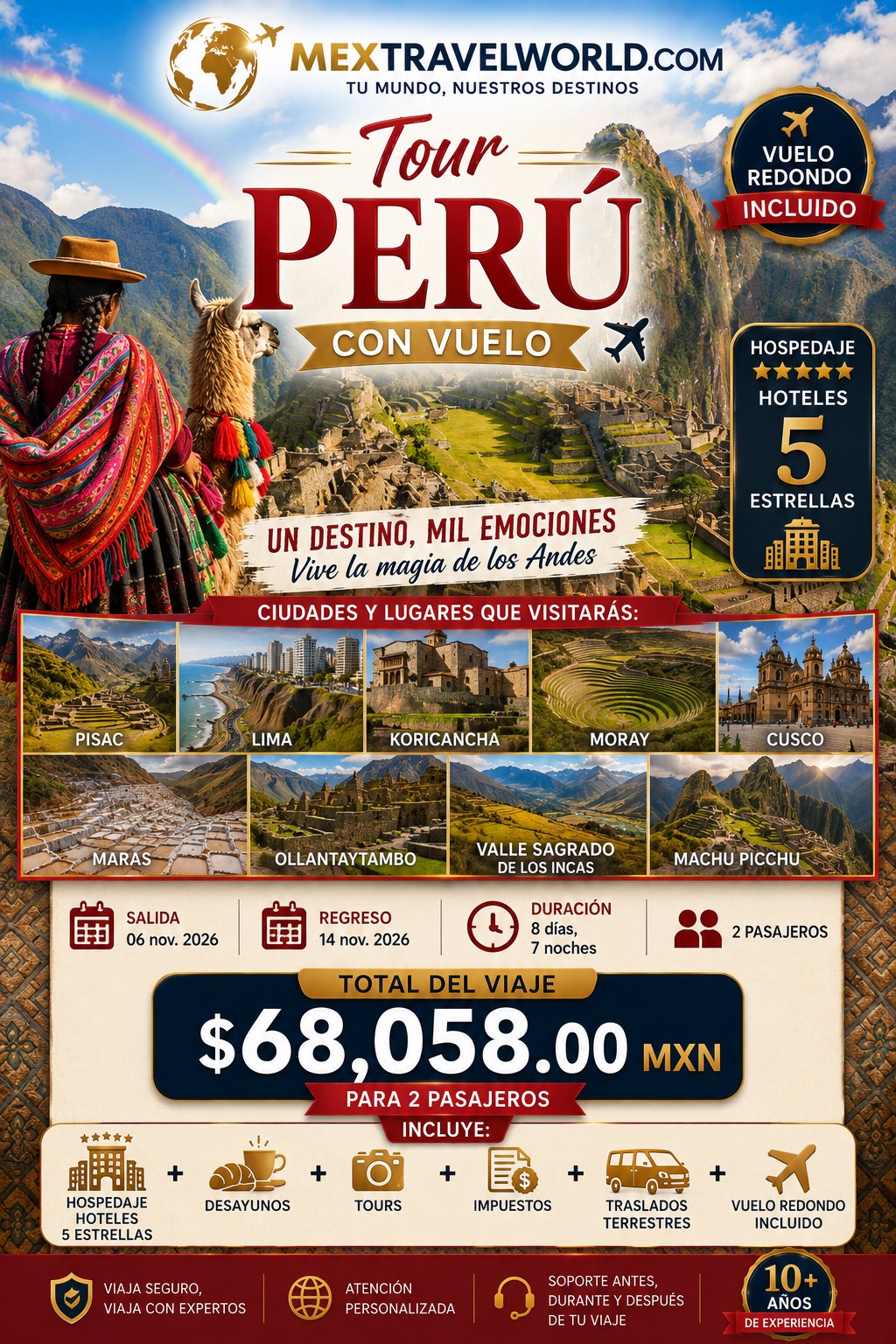 Perú — Lima · Cusco · Valle Sagrado · Machu Picchu | MexTravelWorld