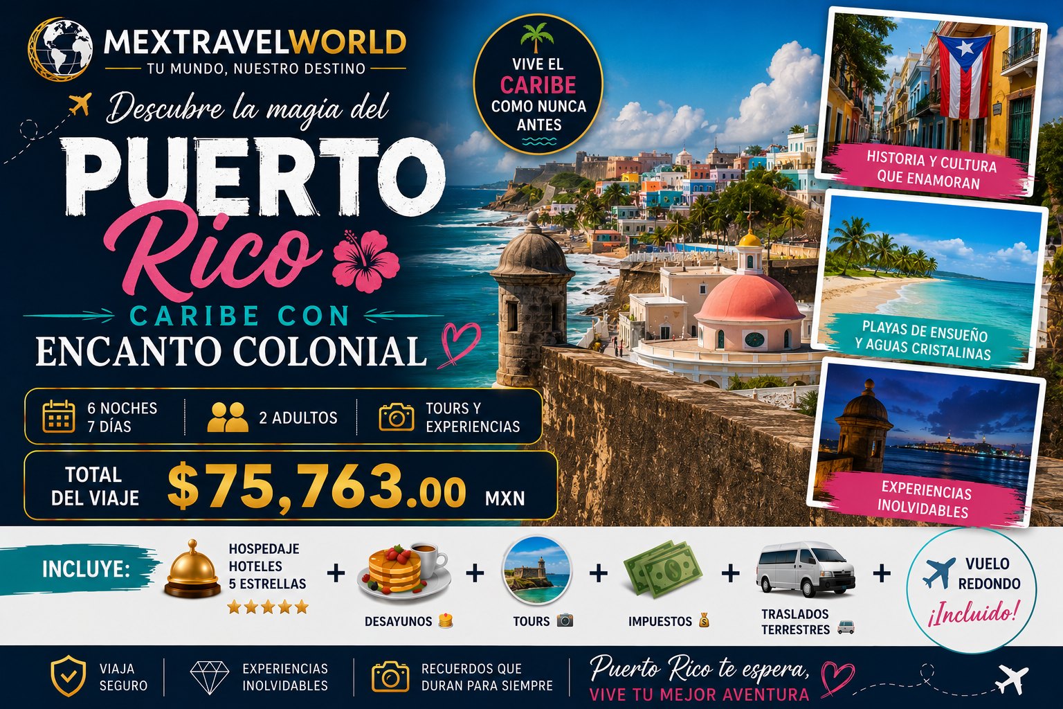Puerto Rico — San Juan · Encanto colonial · Playas cristalinas | MexTravelWorld