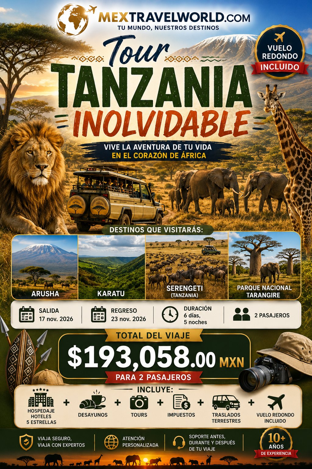 Tanzania — Arusha · Karatu · Serengeti · Tarangire | MexTravelWorld